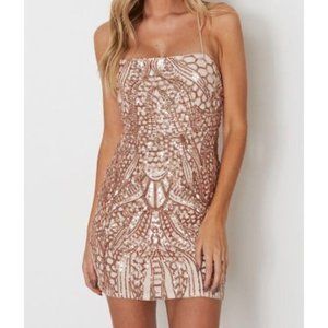 White Fox Boutique Gold Sequin Mini Dress